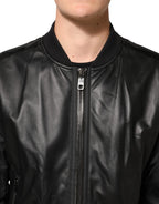 Dolce & Gabbana Black Leather Nylon FullZip Blouson Jacket - Zeiniez