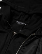 Dolce & Gabbana Black Cotton Hooded Full Zip Bomber Jacket - Zeiniez