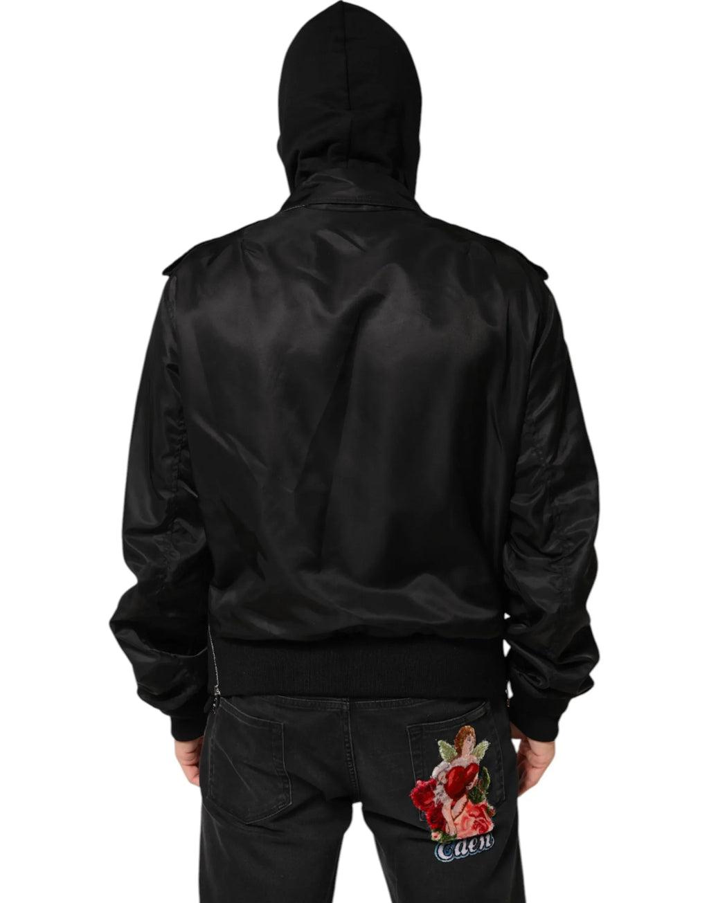 Dolce & Gabbana Black Cotton Hooded Full Zip Bomber Jacket - Zeiniez