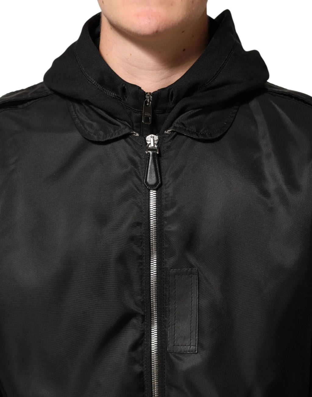 Dolce & Gabbana Black Cotton Hooded Full Zip Bomber Jacket - Zeiniez
