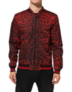 Dolce & Gabbana Red Leopard Print Full Zip Bomber Men Jacket - Zeiniez