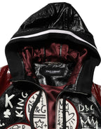 Dolce & Gabbana Multicolor Hooded Leather DG King Men Biker Jacket - Zeiniez