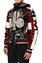 Dolce & Gabbana Multicolor Hooded Leather DG King Men Biker Jacket - Zeiniez