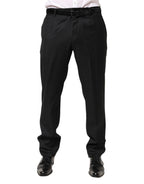 Dolce & Gabbana Black Wool Mid Waist Dress Men Trouser Pants - Zeiniez