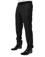 Dolce & Gabbana Black Wool Mid Waist Dress Men Trouser Pants - Zeiniez