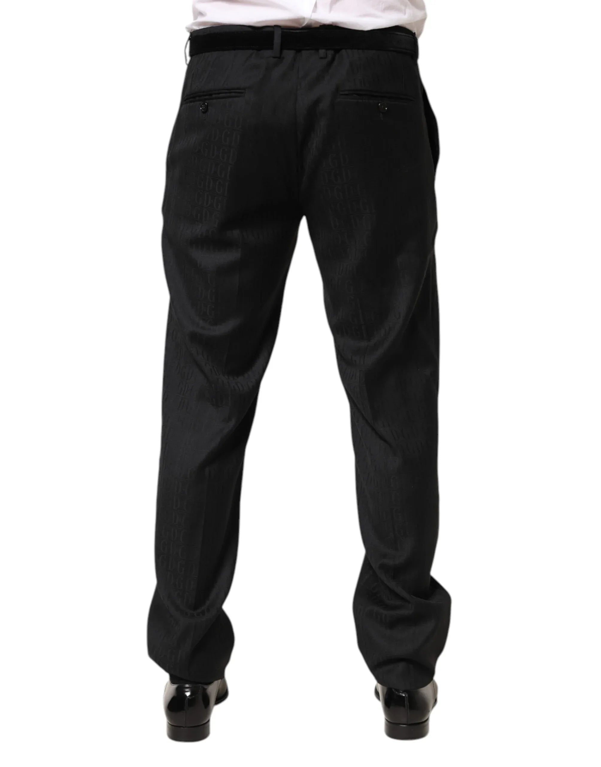 Dolce & Gabbana Black Wool Mid Waist Dress Men Trouser Pants - Zeiniez