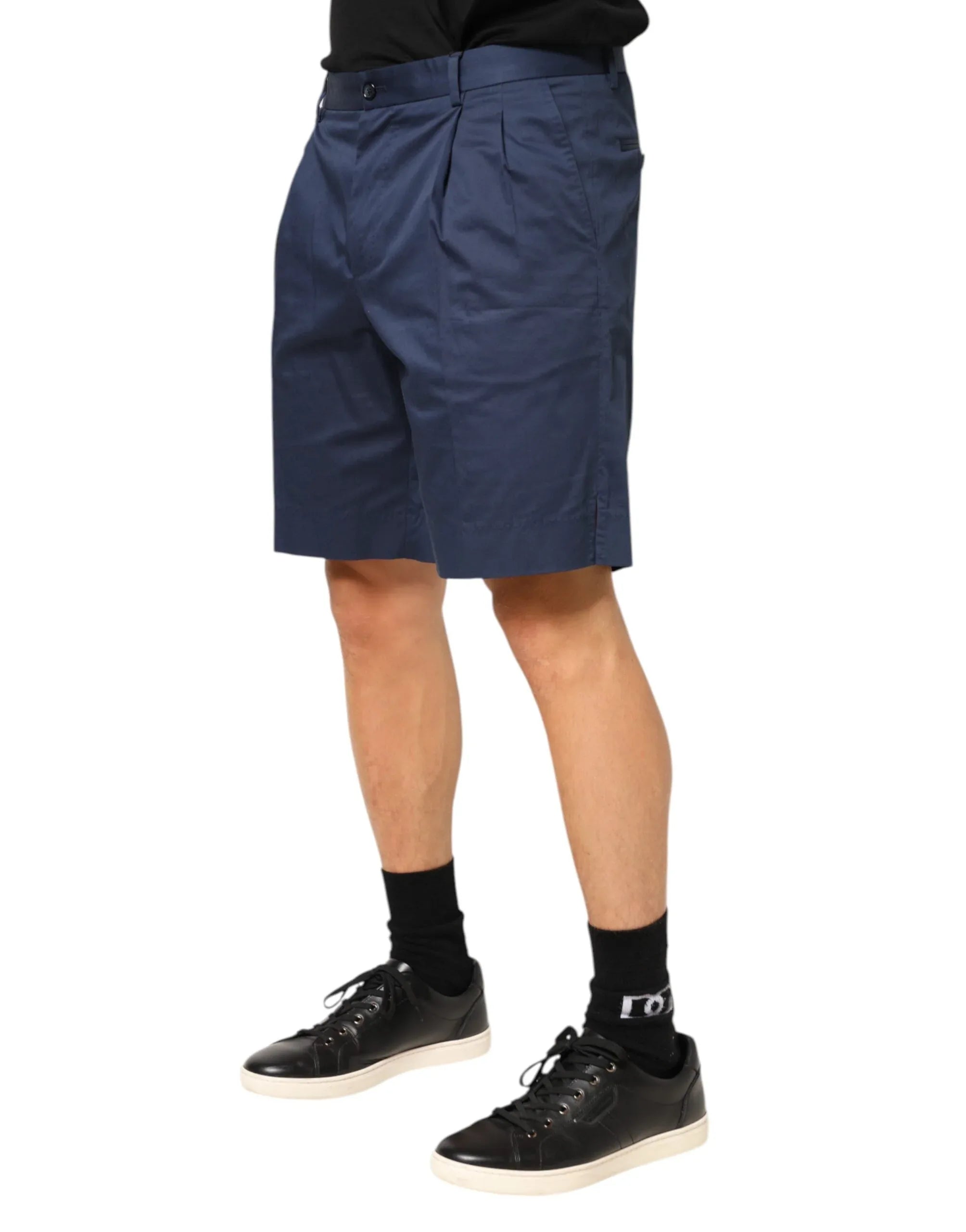 Dolce & Gabbana Blue Cotton Stretch Mid Waist Bermuda Shorts - Zeiniez