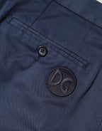 Dolce & Gabbana Blue Cotton Stretch Mid Waist Bermuda Shorts - Zeiniez