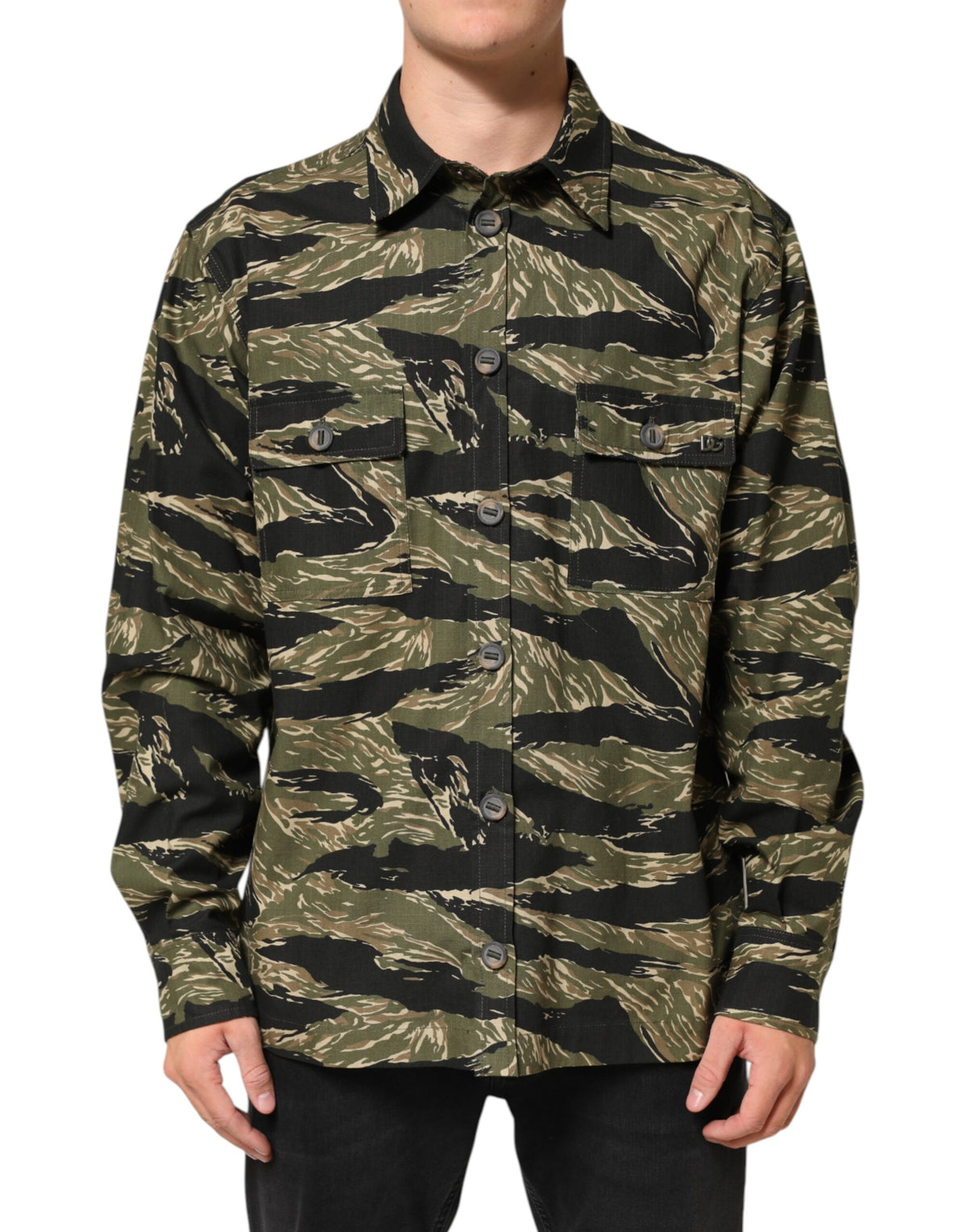 Dolce & Gabbana Multicolor Camouflage Cotton Casual Shirt