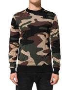Dolce & Gabbana Multicolor Camouflage Crew Neck Men Pullover Sweater - Zeiniez