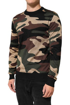 Dolce & Gabbana Multicolor Camouflage Crew Neck Men Pullover Sweater - Zeiniez