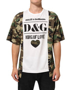 Dolce & Gabbana White Logo Camouflage Crew Neck Men T-shirt - Zeiniez