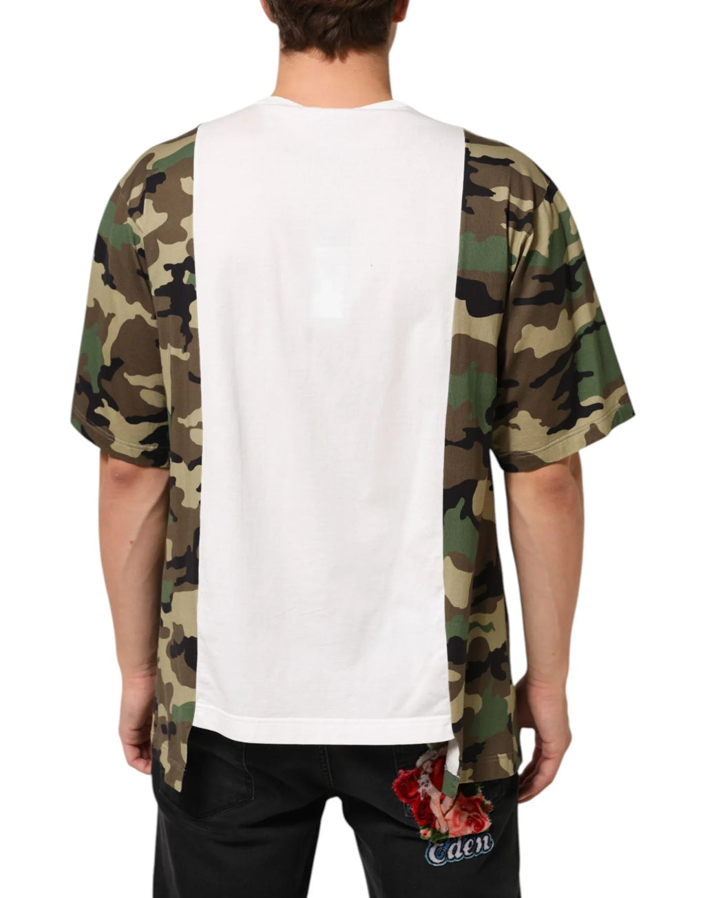 Dolce & Gabbana White Logo Camouflage Crew Neck Men T-shirt - Zeiniez