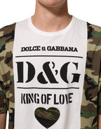 Dolce & Gabbana White Logo Camouflage Crew Neck Men T-shirt - Zeiniez