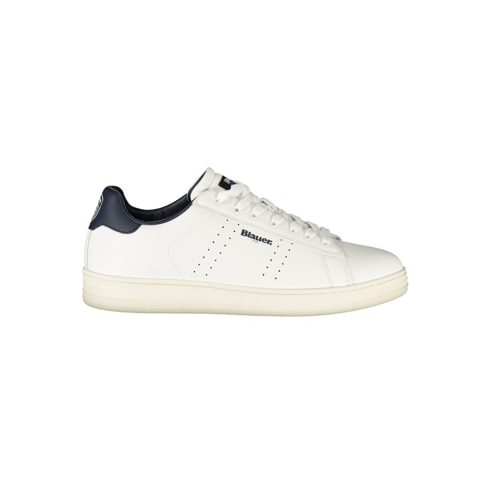 Blauer White Polyurethane Men's Sneaker - Zeiniez