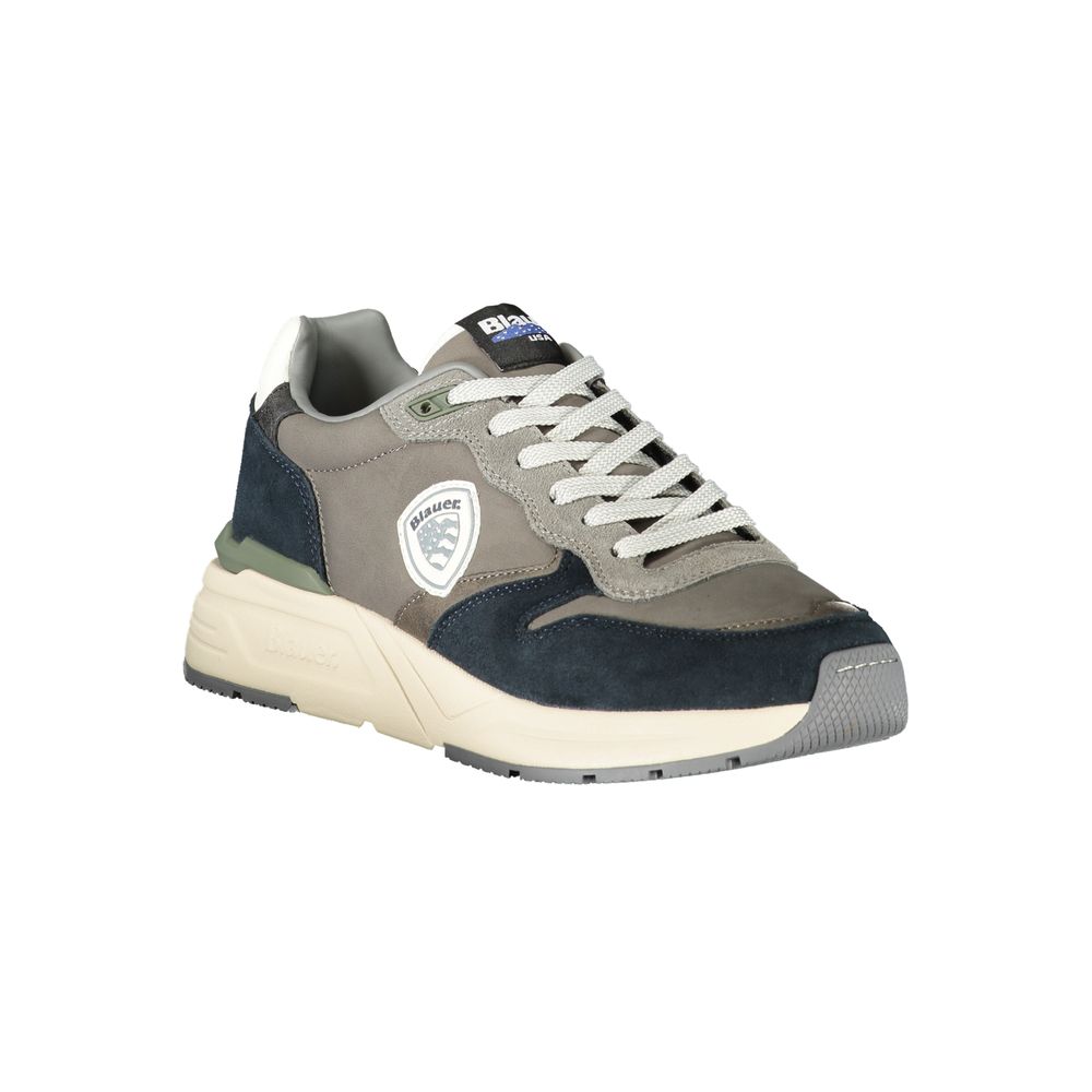 Blauer Grigio Polyurethane Men Sneaker - Zeiniez