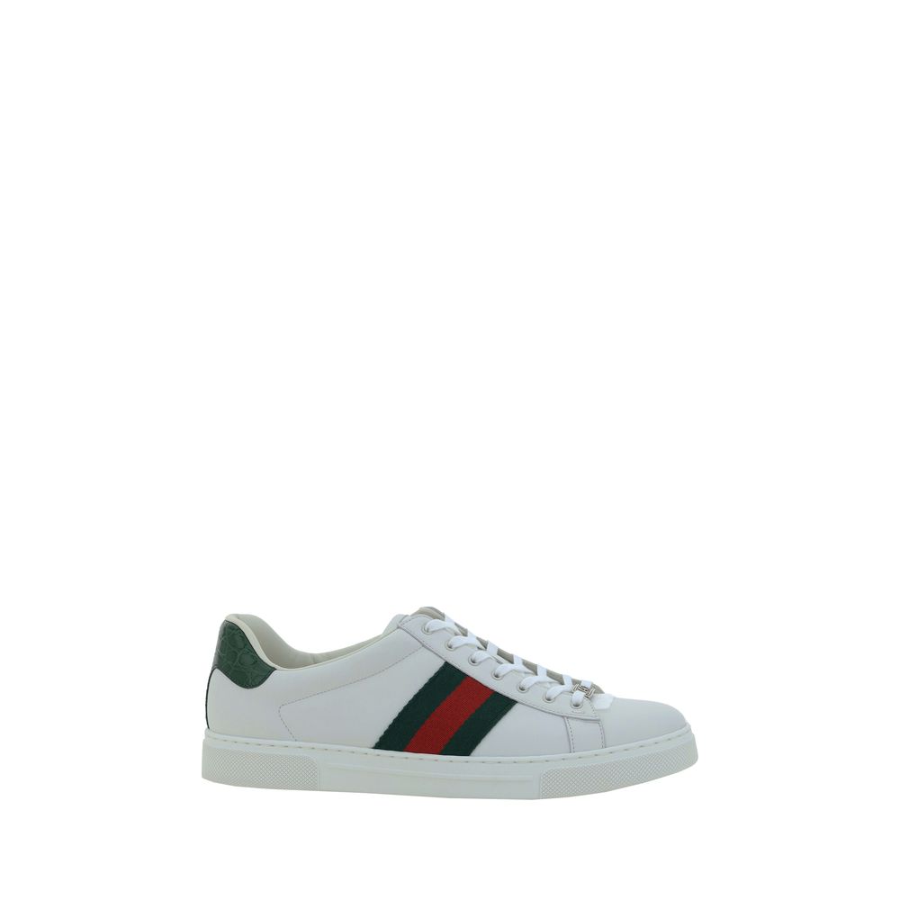 Gucci White Calf Leather Bos Taurus Low Top Sneakers - Zeiniez
