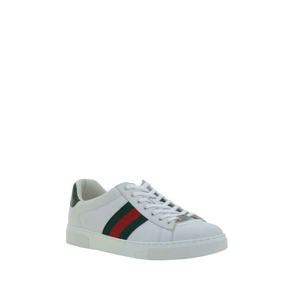 Gucci White Calf Leather Bos Taurus Low Top Sneakers - Zeiniez