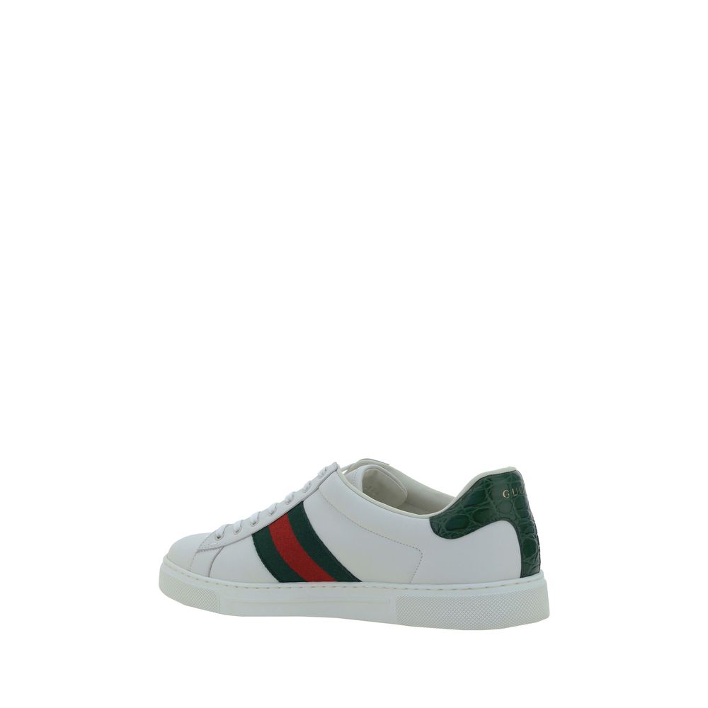 Gucci White Calf Leather Bos Taurus Low Top Sneakers - Zeiniez