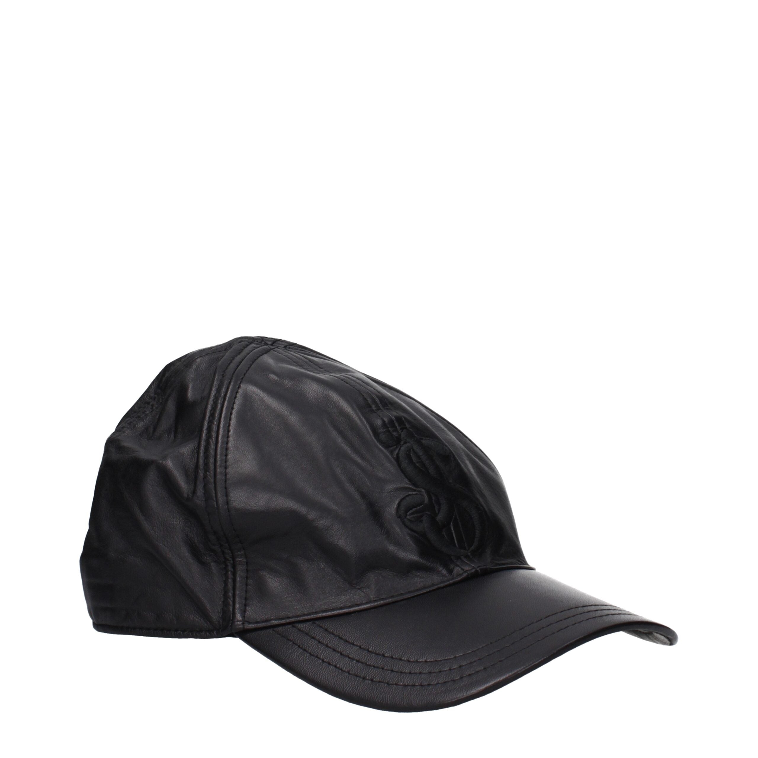Jil Sander Black Leather Cap (Baseball Hat)
