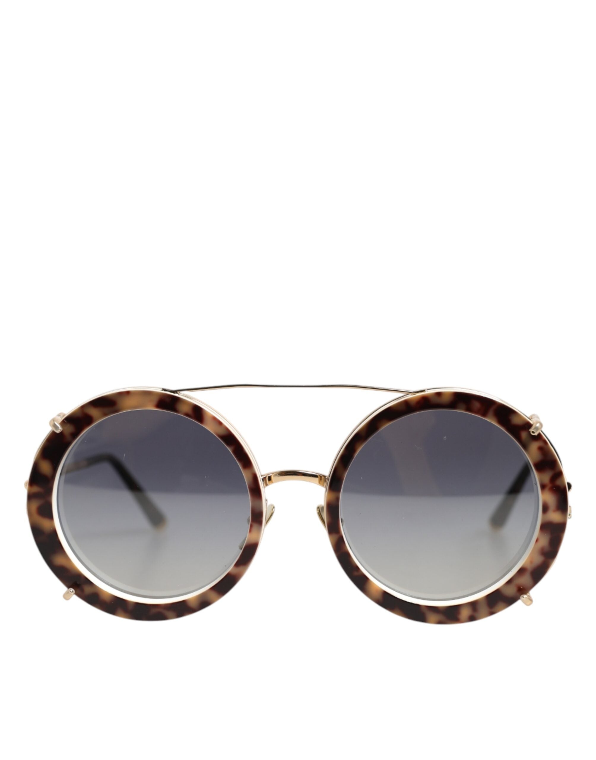 Dolce & Gabbana DG2198 Brown Leopard Print Gradient Round Sunglasses - Zeiniez