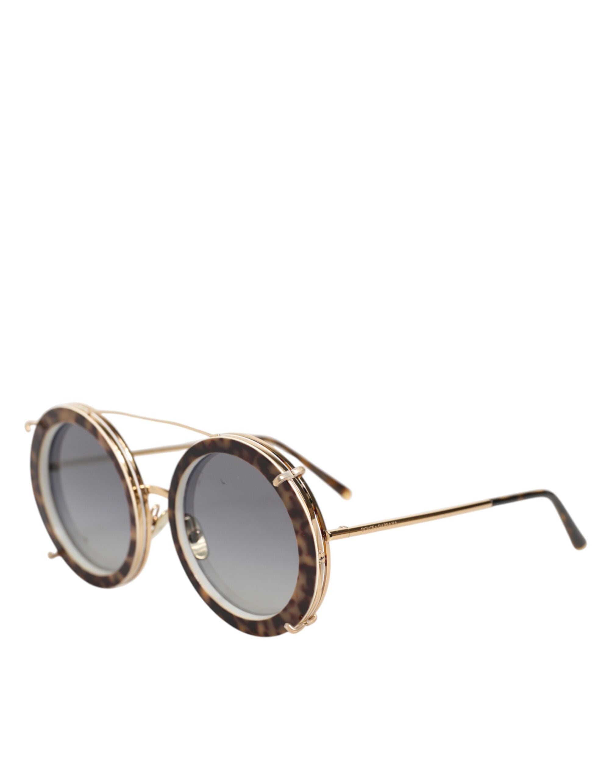Dolce & Gabbana DG2198 Brown Leopard Print Gradient Round Sunglasses - Zeiniez
