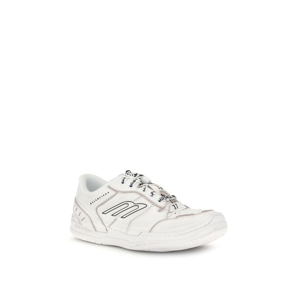 Balenciaga White Calf Leather Bos Taurus Athletic Sneakers - Zeiniez
