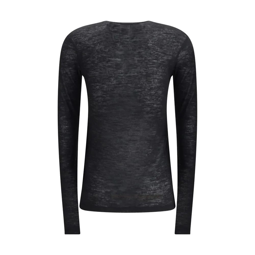 Saint Laurent Black Cashmere Long Sleeve T-Shirt - Zeiniez