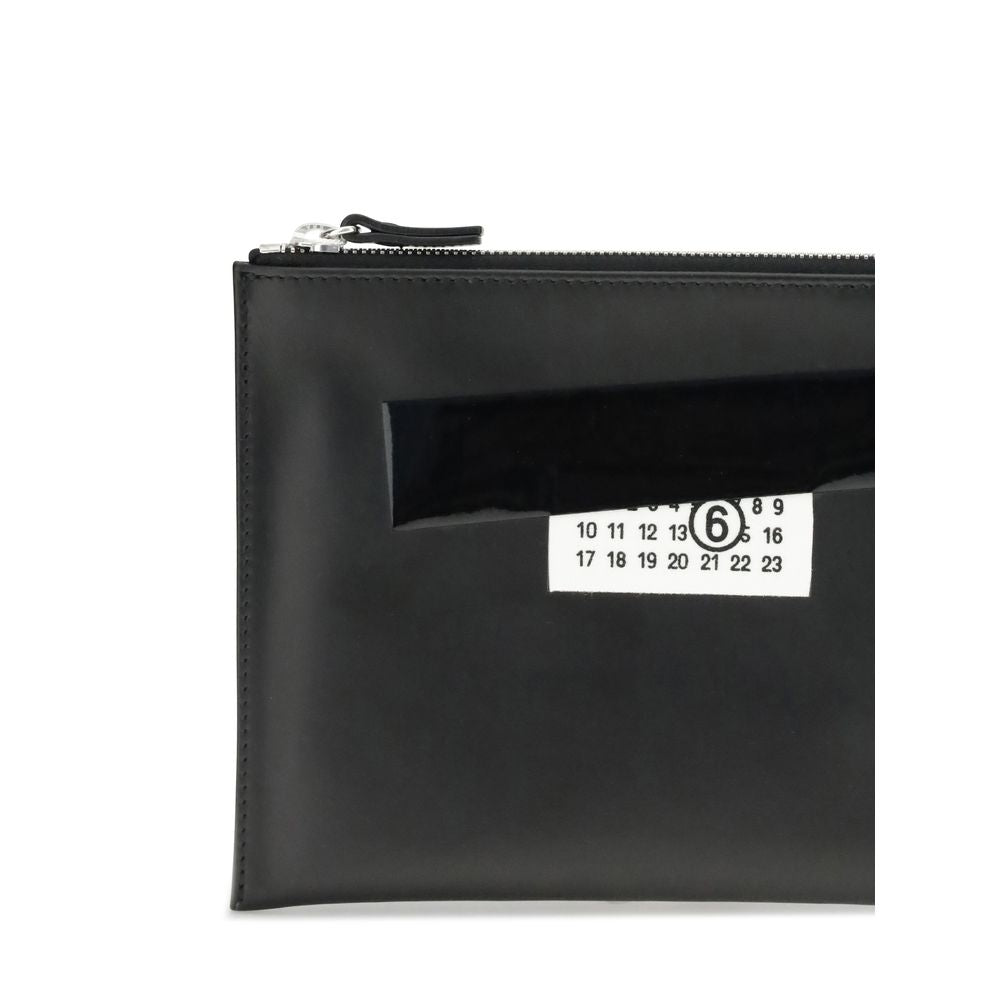 MM6 Black Calf Leather Bos Taurus Clutch Bag - Zeiniez