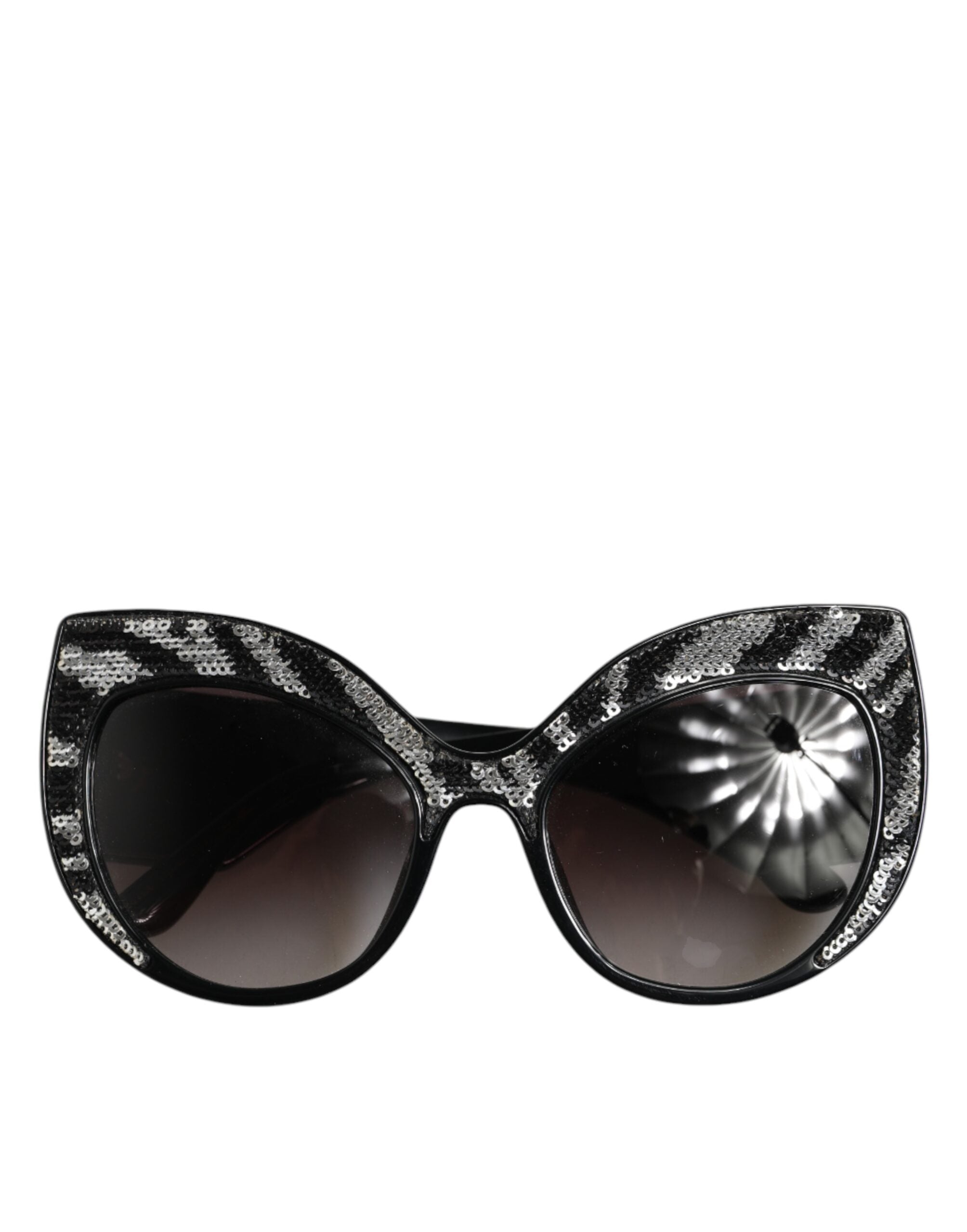 Dolce & Gabbana Black Silver Sequin Butterfly Polarized Sunglasses - Zeiniez