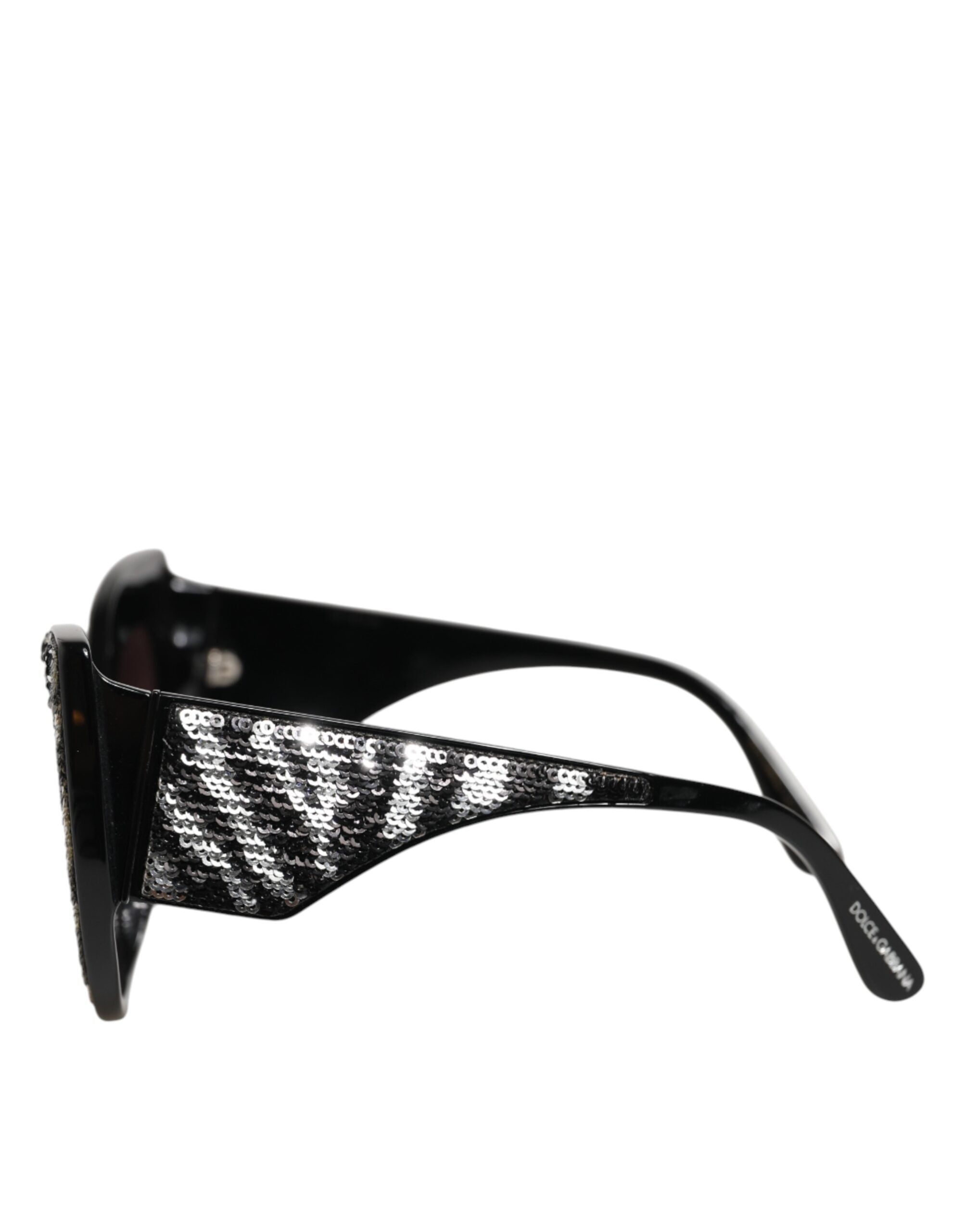Dolce & Gabbana Black Silver Sequin Butterfly Polarized Sunglasses - Zeiniez