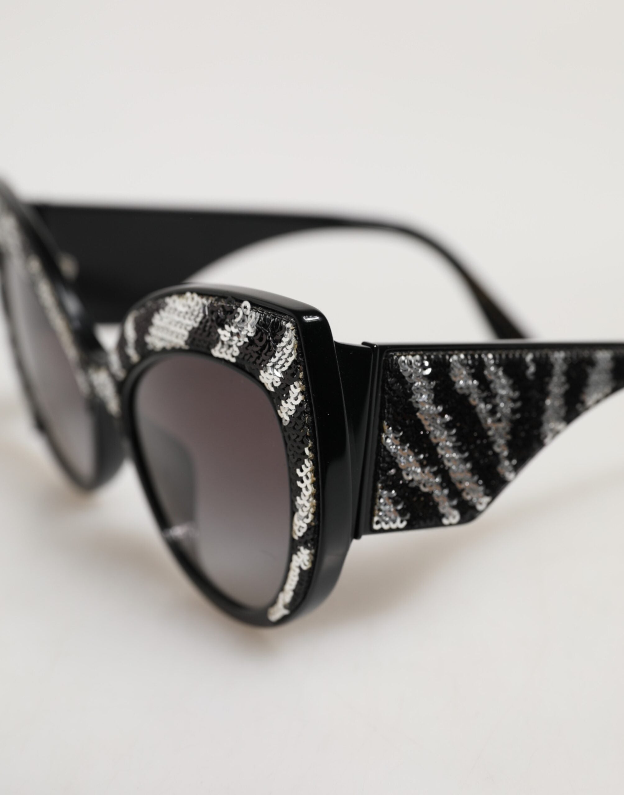 Dolce & Gabbana Black Silver Sequin Butterfly Polarized Sunglasses - Zeiniez