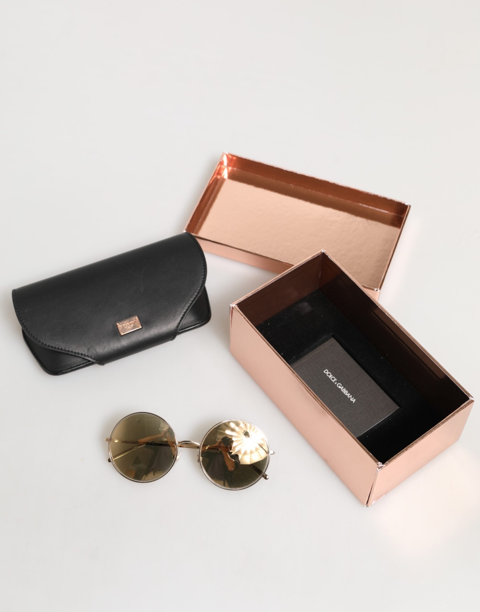 Dolce & Gabbana Gold Metal Round Shades Eyewear Sunglasses - Zeiniez