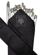 Dolce & Gabbana Black Safety Pins Silk Adjustable Necktie Accessory Tie - Zeiniez