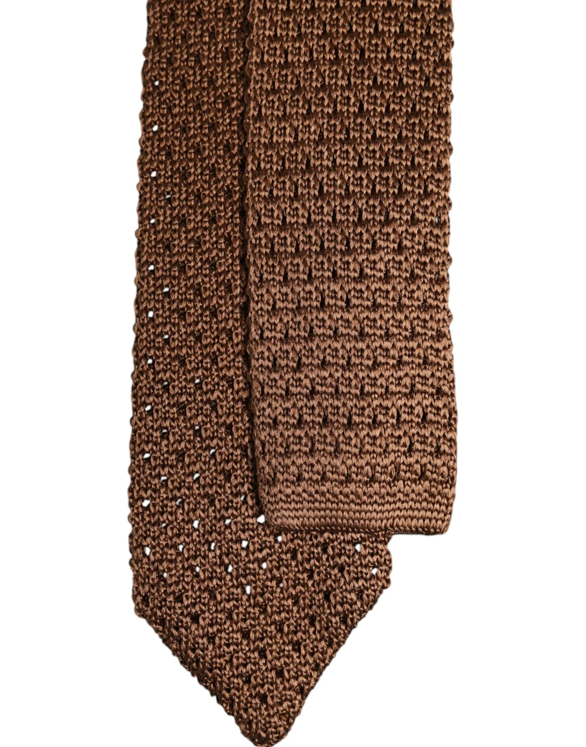 Dolce & Gabbana Brown 100% Silk Adjustable Necktie Men Accessory Tie - Zeiniez