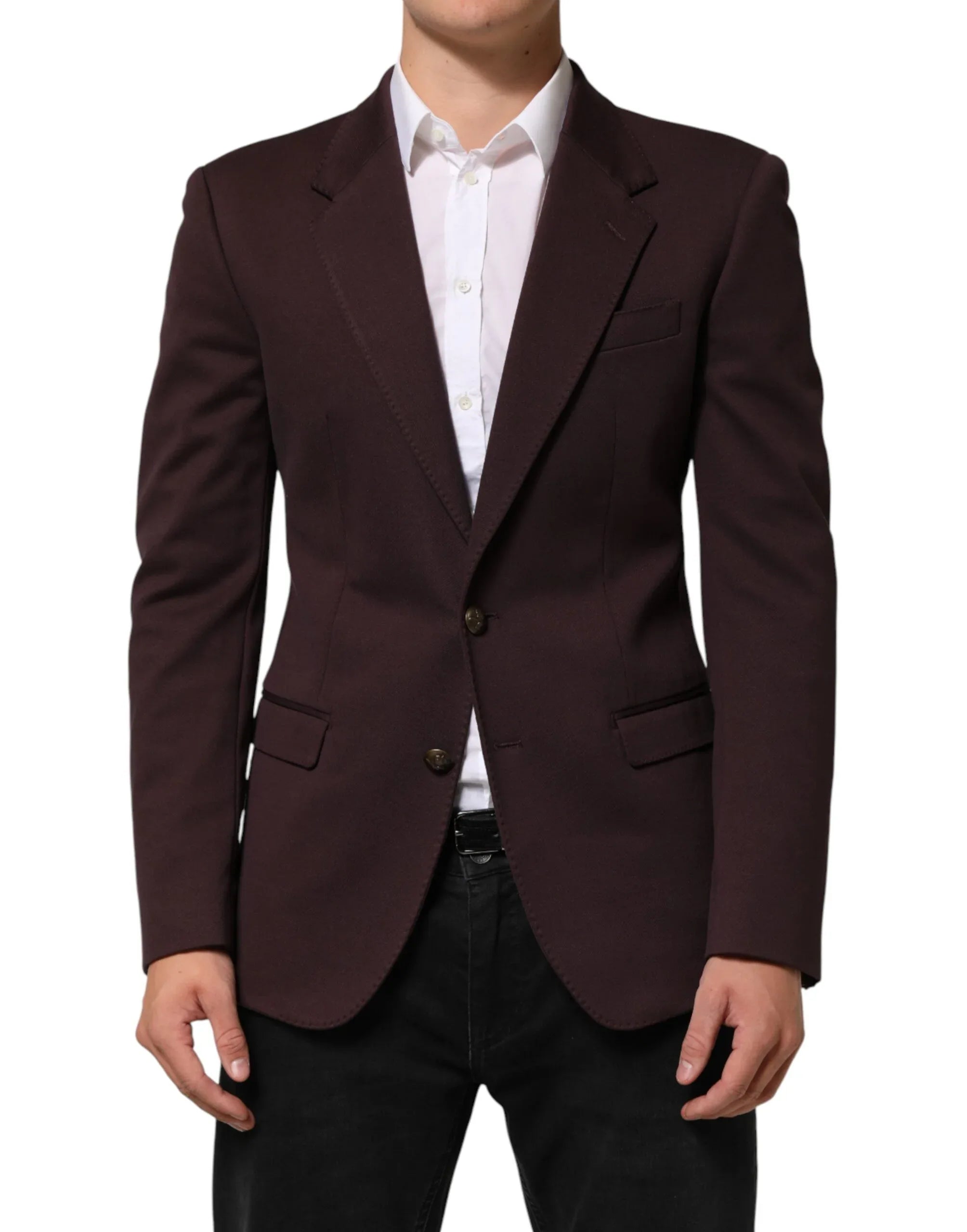 Dolce & Gabbana Maroon Cotton 2 Buttons Suit Jacket Blazer - Zeiniez