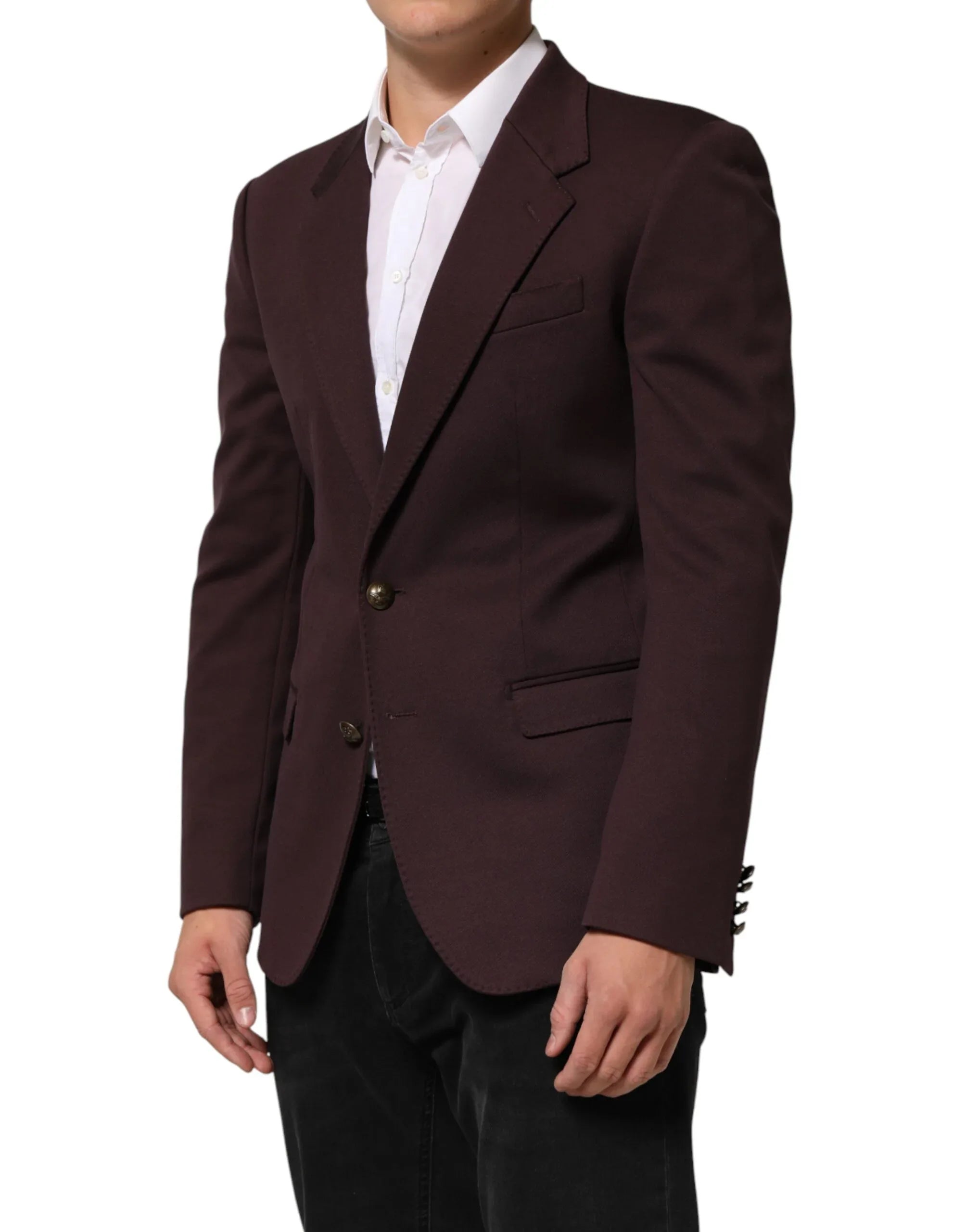 Dolce & Gabbana Maroon Cotton 2 Buttons Suit Jacket Blazer - Zeiniez