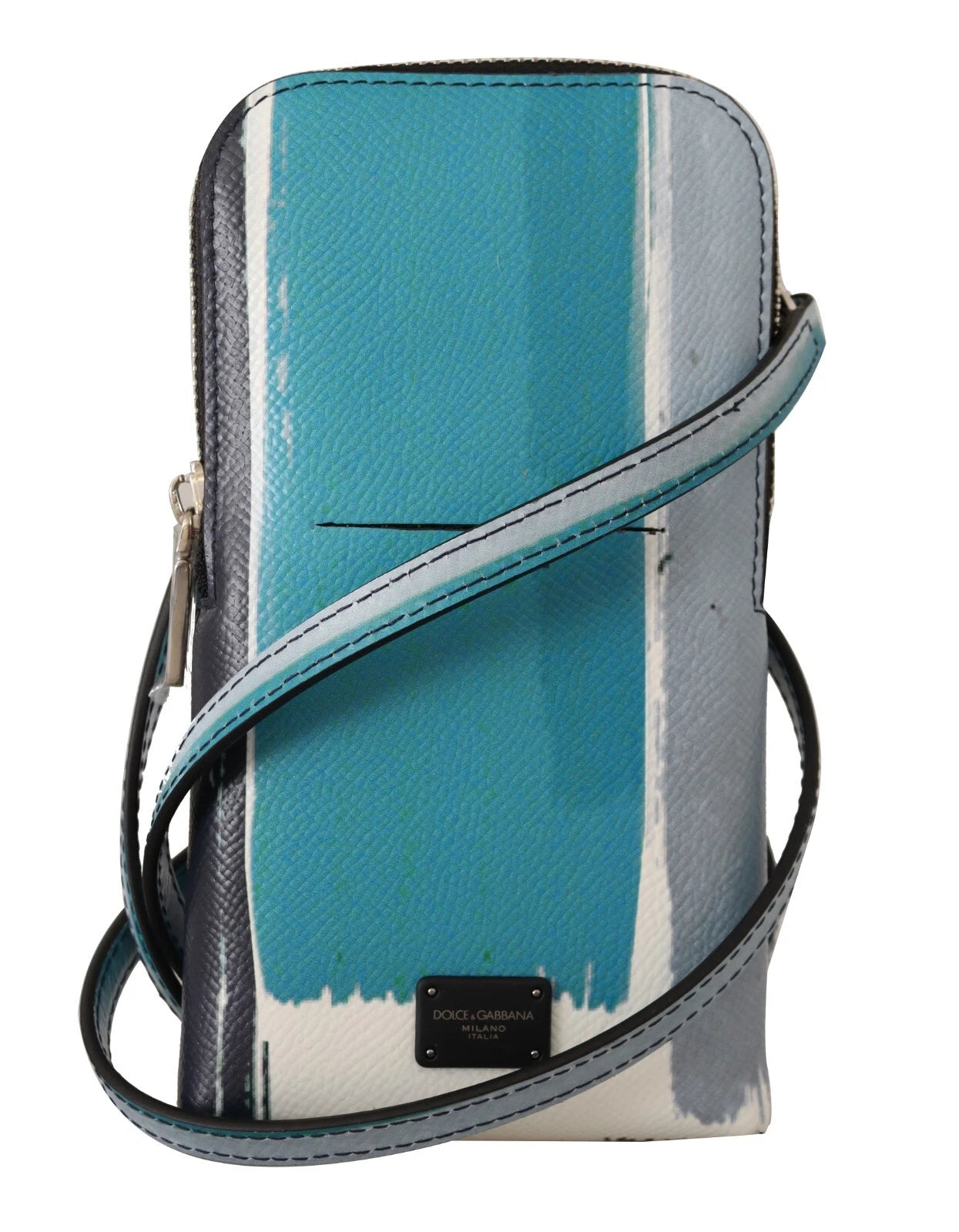Dolce & Gabbana Blue Leather Cross Body Neck Strap Card Slot Phone Pocket - Zeiniez