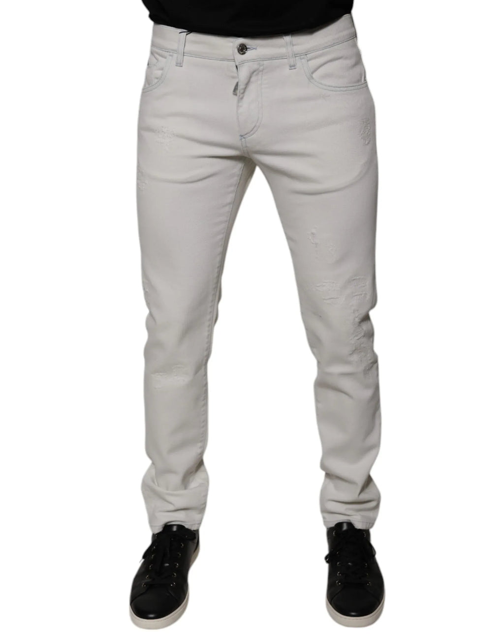 Dolce & Gabbana White Cotton Stretch Skinny Men Denim Jeans - Zeiniez