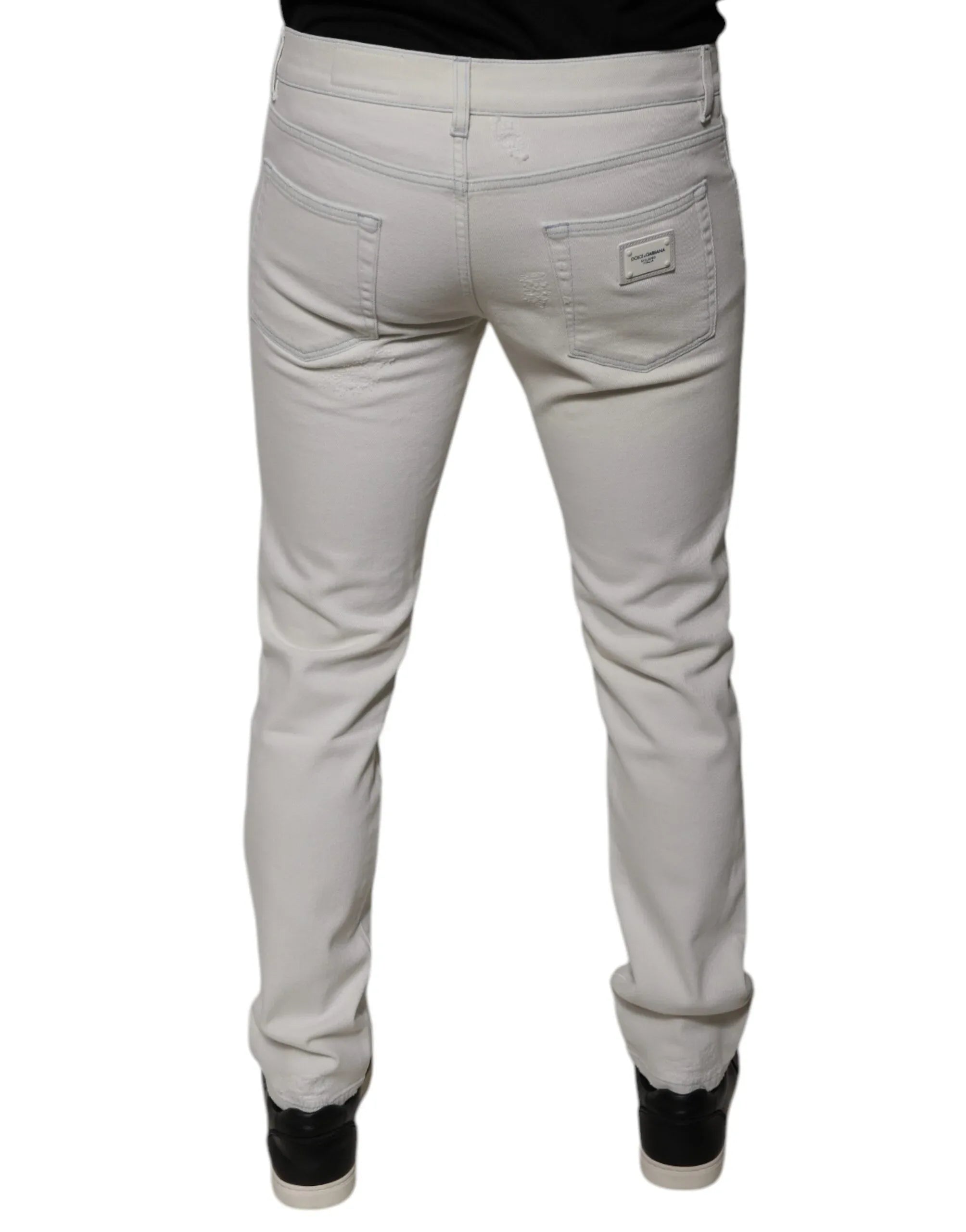 Dolce & Gabbana White Cotton Stretch Skinny Men Denim Jeans - Zeiniez