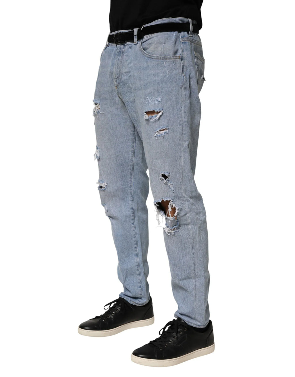 Dolce & Gabbana Blue Cotton Distressed Slim Fit Denim Jeans - Zeiniez