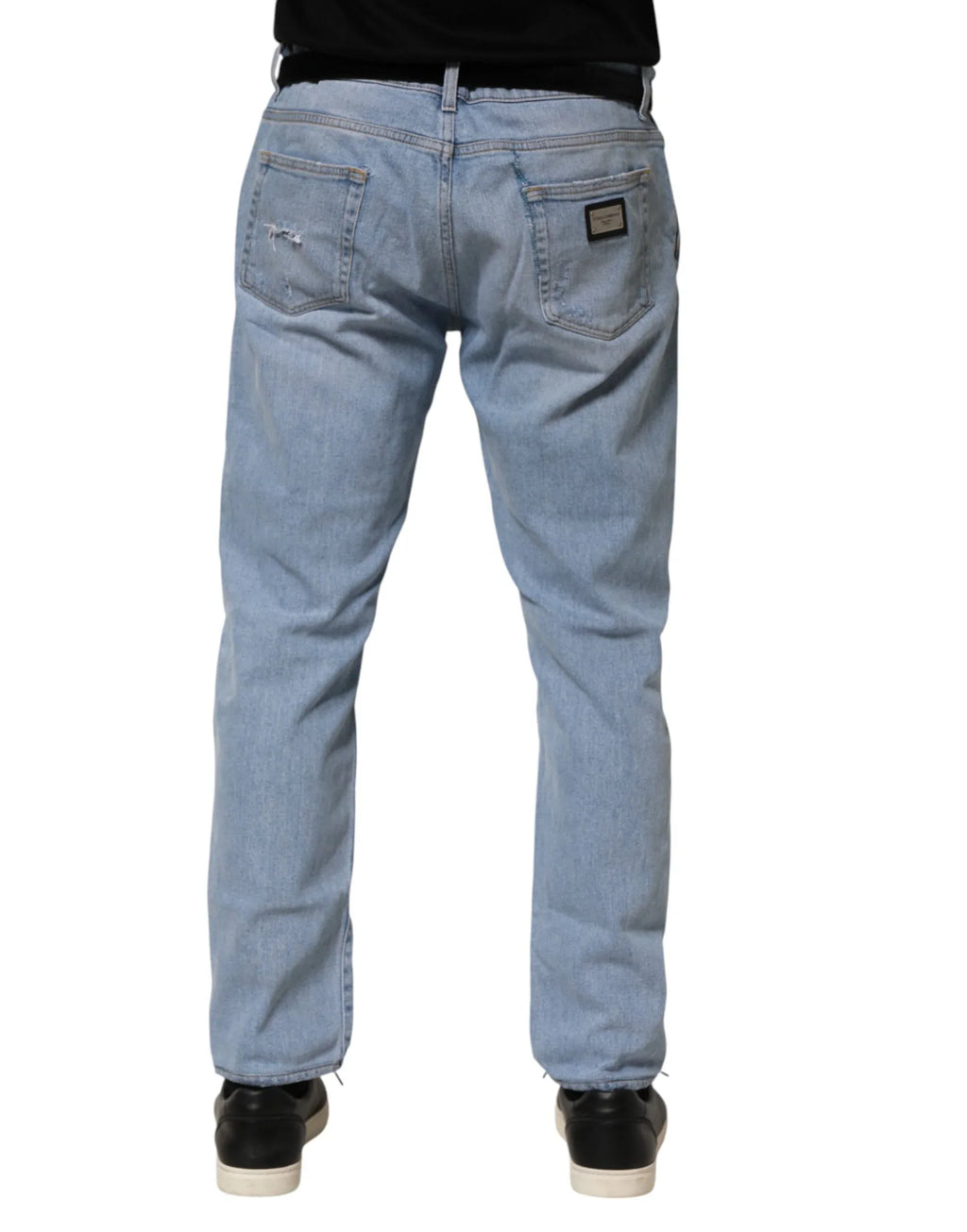 Dolce & Gabbana Blue Cotton Distressed Slim Fit Denim Jeans - Zeiniez