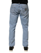 Dolce & Gabbana Blue Cotton Distressed Slim Fit Denim Jeans - Zeiniez
