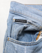 Dolce & Gabbana Blue Cotton Distressed Slim Fit Denim Jeans - Zeiniez