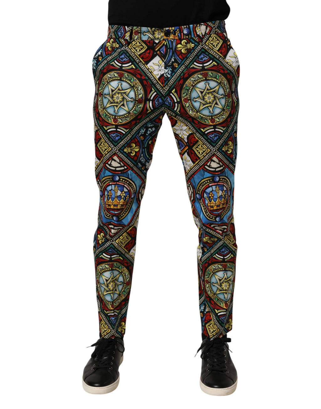 Dolce & Gabbana Multicolor Stained Glass Window Style Print Men Pants - Zeiniez