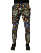 Dolce & Gabbana Multicolor Stained Glass Window Style Print Men Pants - Zeiniez