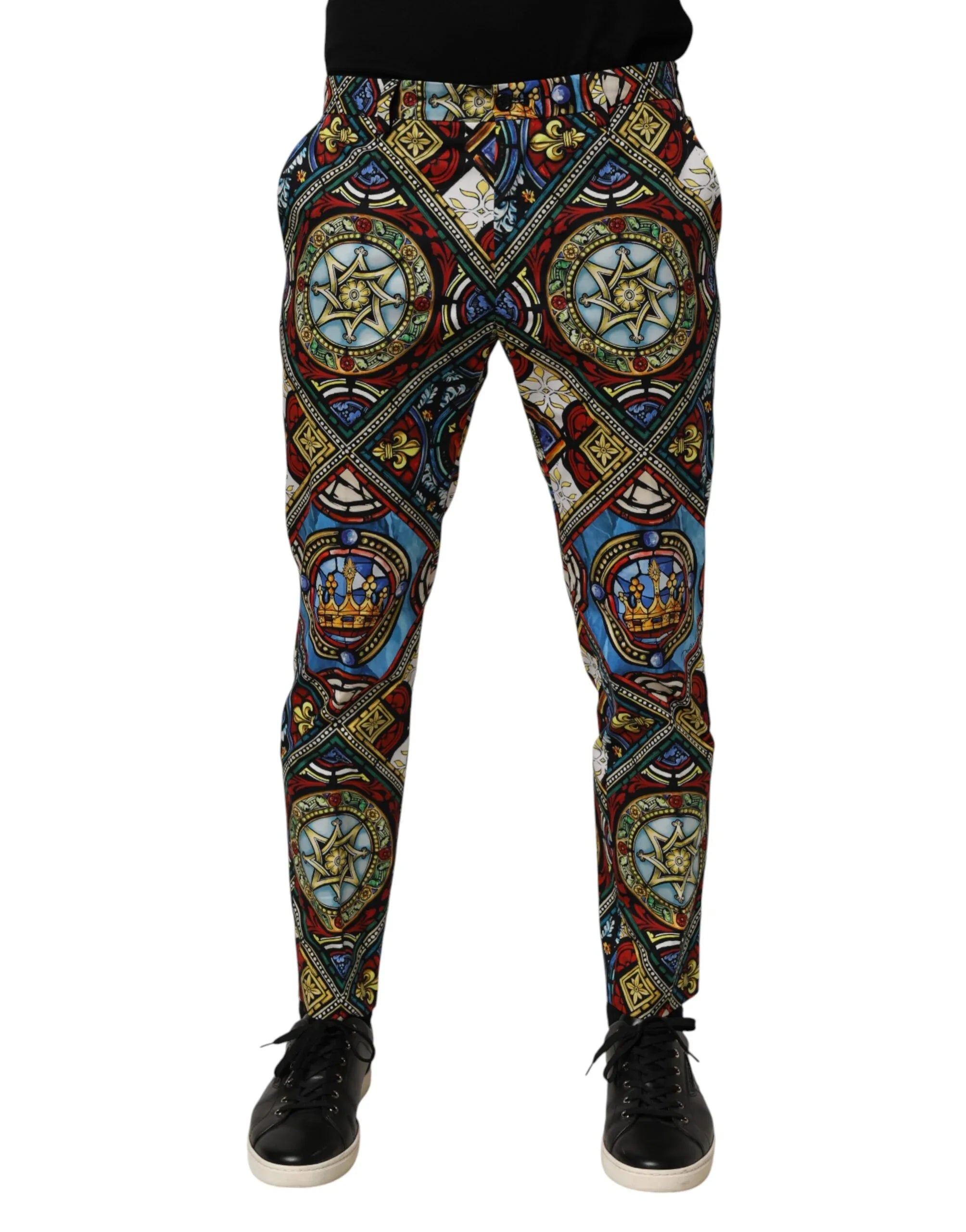 Dolce & Gabbana Multicolor Stained Glass Window Style Print Men Pants - Zeiniez