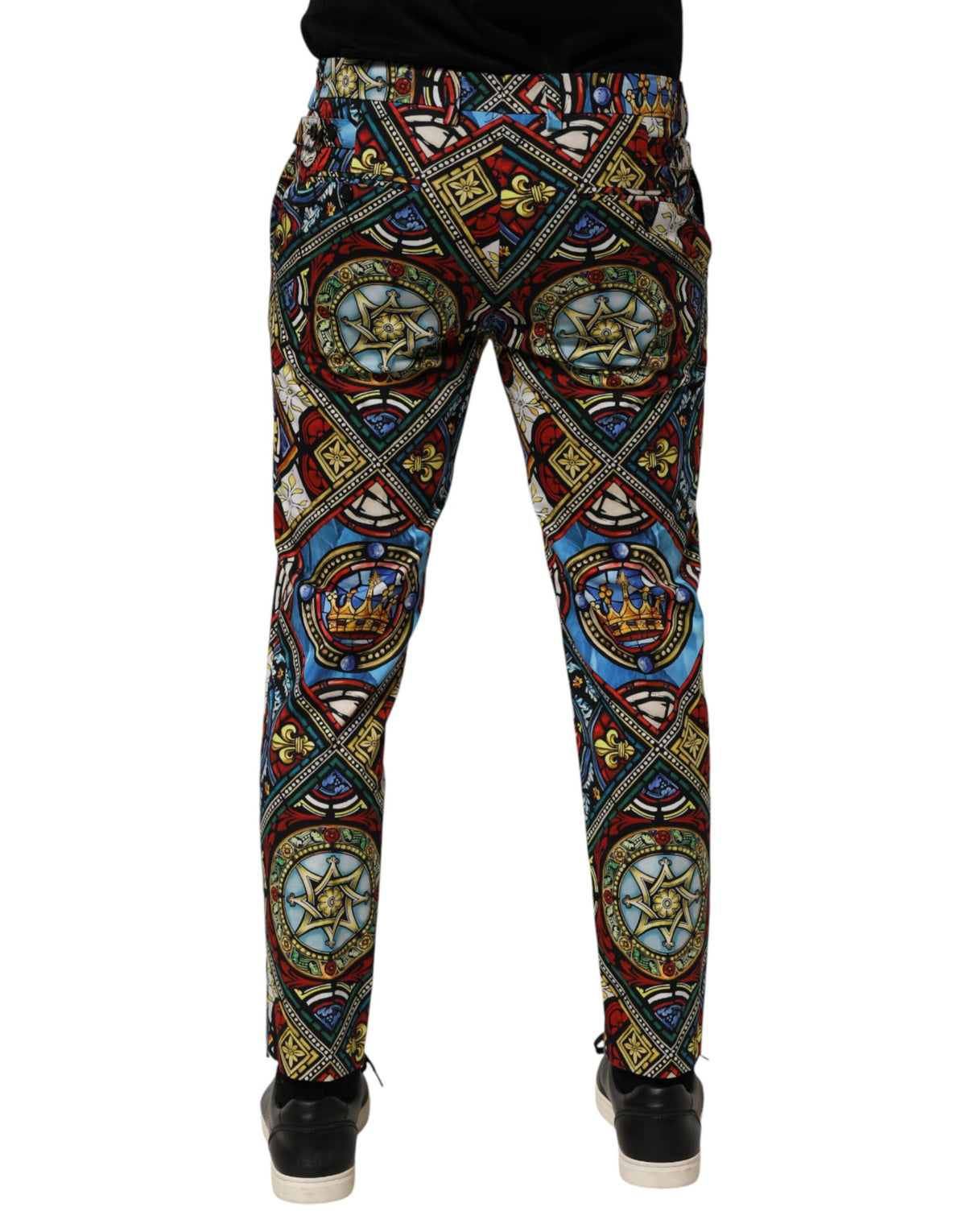 Dolce & Gabbana Multicolor Stained Glass Window Style Print Men Pants