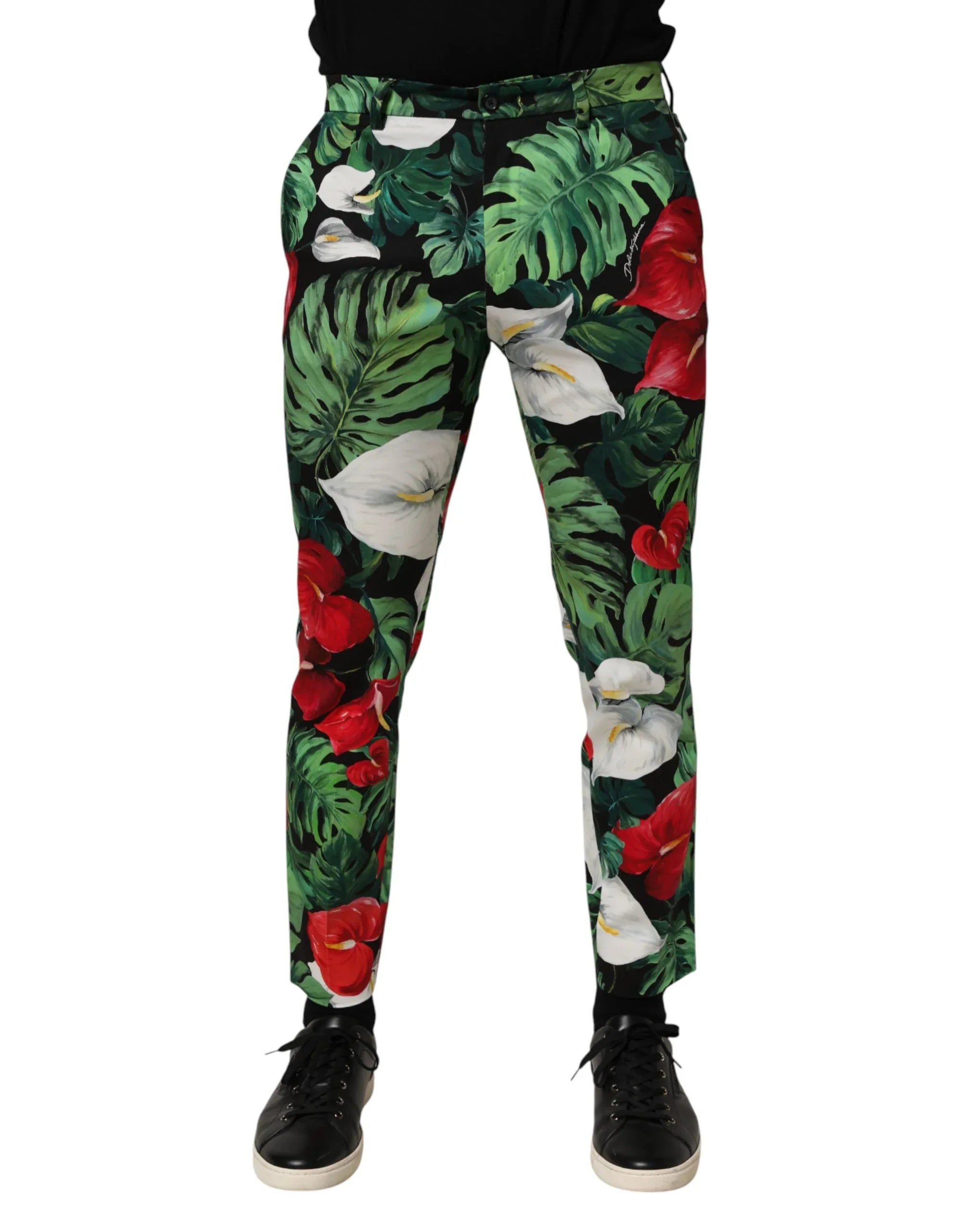 Dolce & Gabbana Multicolor Floral Print Cotton Tapered Pants - Zeiniez