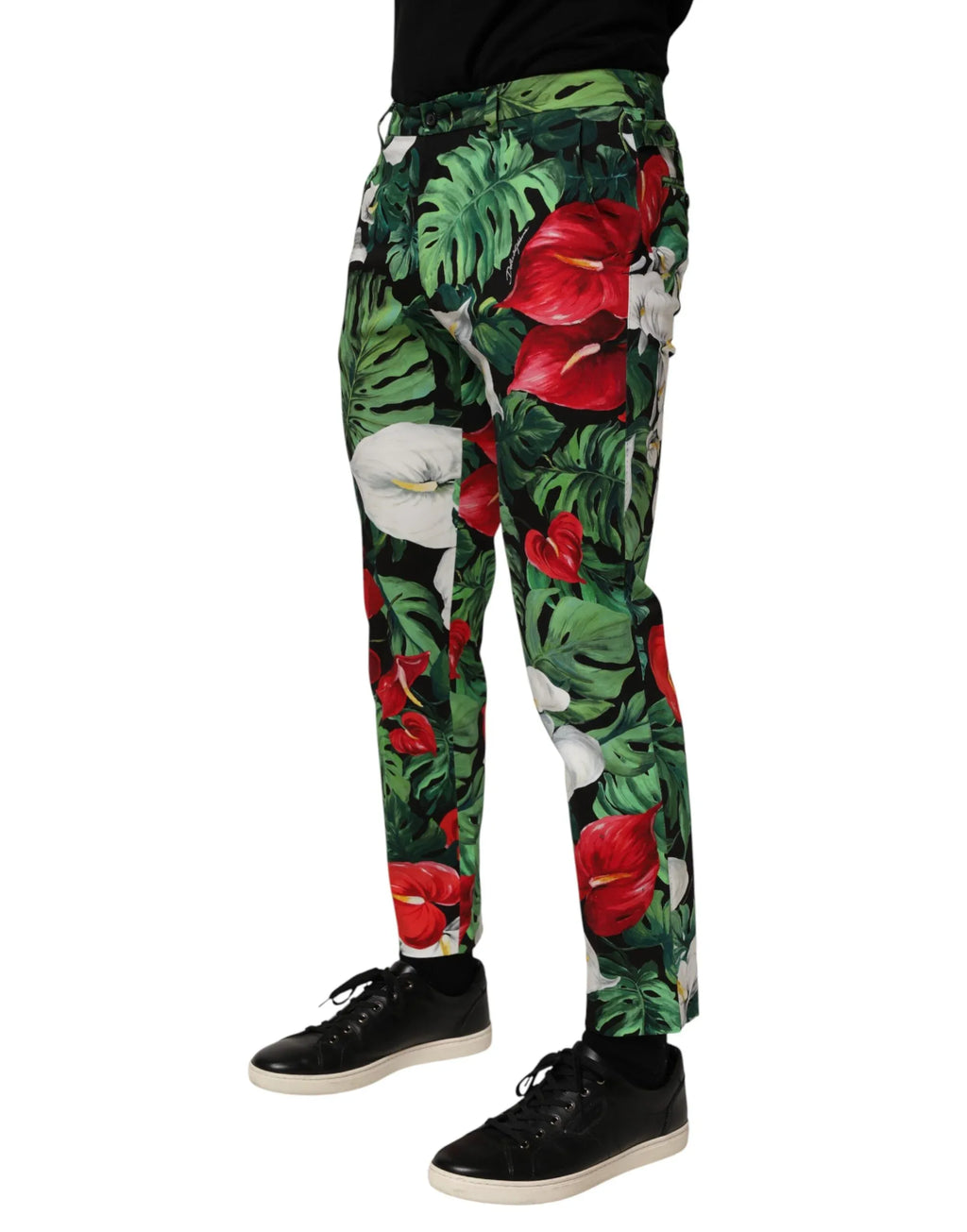 Dolce & Gabbana Multicolor Floral Print Cotton Tapered Pants - Zeiniez